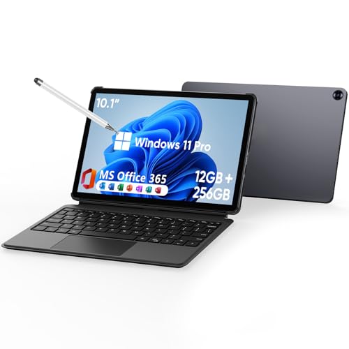 Tablette/Ordinateur Portable 2-en-1 10,1" 12 Go RAM, 256 Go SSD, Window 11 Pro Processeur Inte M3-8100Y (jusqu'à 3,40 GHz) |Écran Tactile avec Stylet et Clavier | WiFi 5, BT5, HDMI, Double Caméra