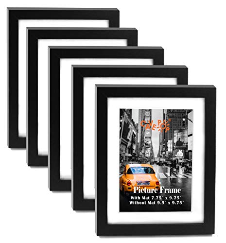 8x10” Black Wood Textured Picture Frame Set of 5, 8x10 Large Picture Frames