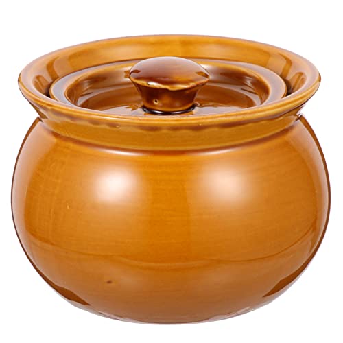 Consejos para Comprar Olla para estofados - los preferidos. 48 Housoutil Olla De Sopa De Barro Tarro De Sopa De Cocina De 500 Ml Con Tapa Tarro De Cerámica Marrón Para Estofado De Cocina Para Uso Doméstico Y Comercial