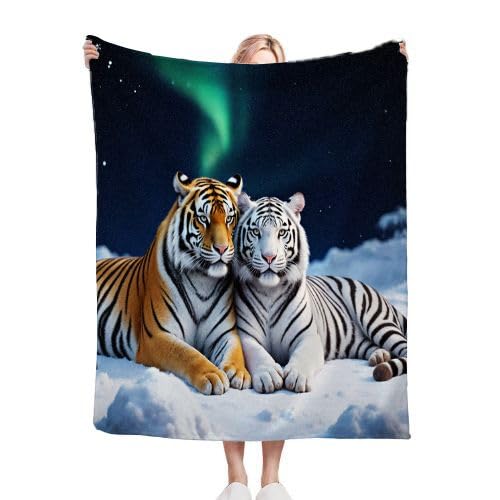 Plaid polaire tigre 220x240 fini les pieds froids sur lit king size