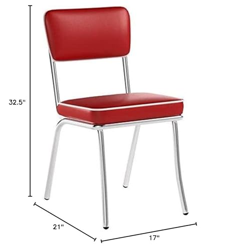 Coaster Home Furnishings Retro Side Chairs With Black Cushion Chrome And Red (Set Of 2) #TOP7