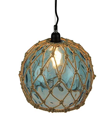 Batela Blue Rope Wrapped Glass Pendant Light Coastal Ceiling Lamp