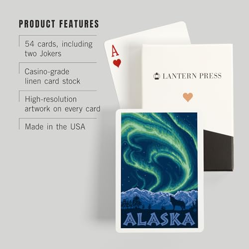 Lantern Press Alaska, Northern Lights, 52 naipes póker miniatura 3