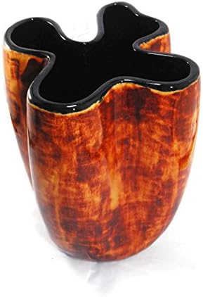 Pinched vase with a black interior and Autumn exterior glaze, hand painted, perfect for fall home decor.
