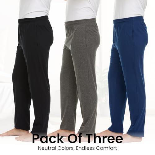 Essential Elements ﻿ Men's 100% Cotton Jersey Active Casual Lounge Comfortable Sleep Pajama Pants for Men - 3 Pack (Small, Set D) by Essential Elements - Image 2