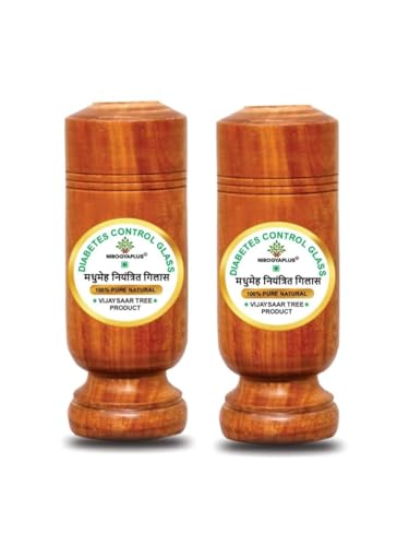 Image of Diabetes Control Vijaysar Wooden Tumbler Glass for Drinking Water & Ayurvedic Glass for Diabetes Management and Blood Sugar Control (Pack of 2)