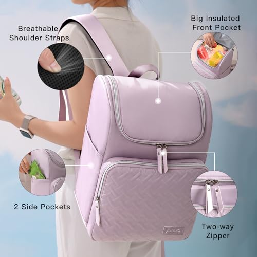 Image of Cooler Backpack Insulated Leak Proof 33 Cans, Waterproof Hiking Backpack Cooler Soft Cooler Bag Lunch Backpack for Women Picnic Camping Beach, Purple