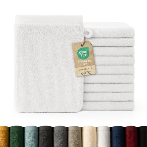 Blumtal - Gant De Toilette - Lot de 10 Gants De Toilette Coton - Gant De Toilette Blanc - Certifié Oeko-TEX®