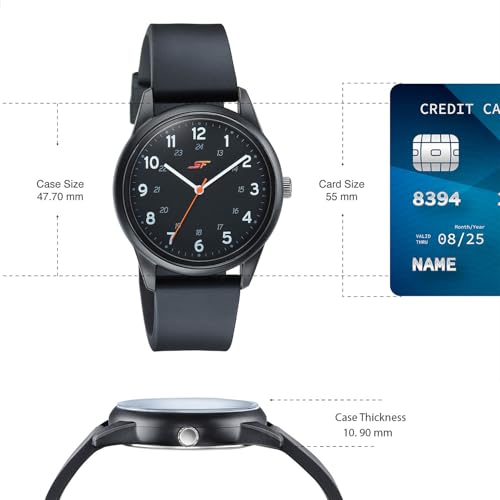 Image of SF Field with Quartz Analog Black Dial Black Silicon Strap Watch for Men - 77211PP01W