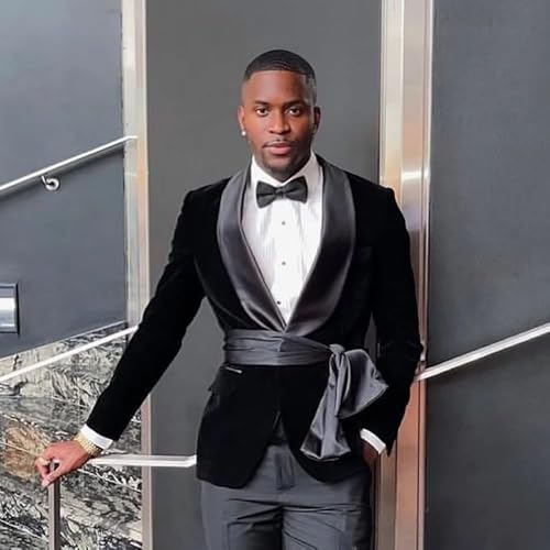 Men's Shawl Lapel Suit Velvet Jacket Solid Pants Two Pieces Set Wedding Homecoming Christmas Tuxedos2