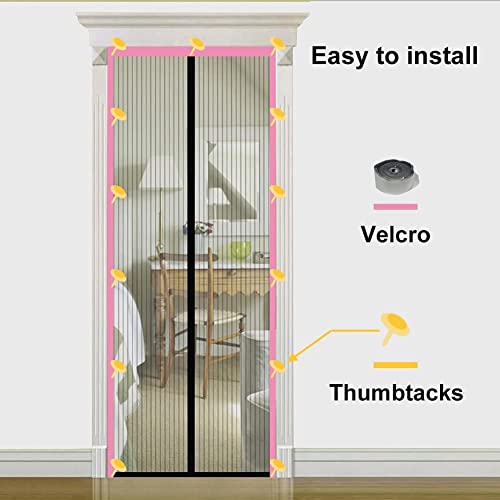 TQFlow Magnetic Screen Door,85x200cm Fly Screens for Doors,Anti Mosquito Heavy Duty Bug Mesh Curtain,Snap Shut Automatically Insect Door Screen with Full Frame Magic Tape&Powerful Magnets - Image 4