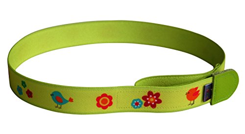 Ed&Kids Cinturón niños | Pájaros y flores, lima | sin hebilla | manejo sencillo | hecho en Alemania