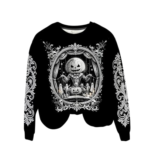 Halloween Sweatshirt Women Pumpkin Ghost Crewneck Shirts Vintage Streetwear - image 4