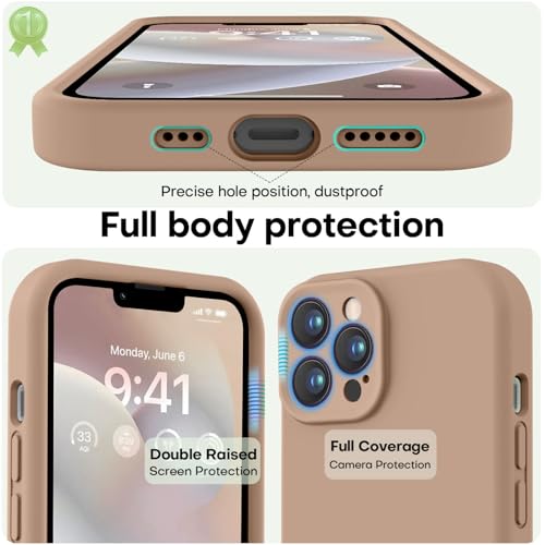 Image of LOVE 3000 Designed for iPhone 13 Pro Max Case, Premium Silicone with [Soft Anti-Scratch Microfiber Lining] Shockproof Protective Phone Case for Holsters 6.7 inch, Light Brown