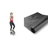 Sunny Health and Fitness Mini Stepper, Stair Stepper, Total Body Step Machine Exercise Equipment & Exercise Equipment Mat, Non-slip Noise Reduction Floor Protector Mat