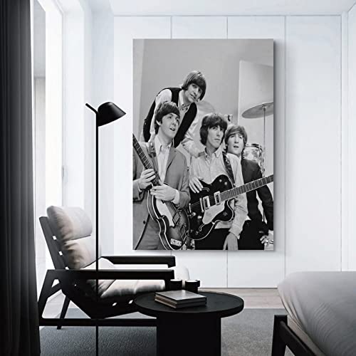 LORGL Poster décoratif sur toile The Beatles Black & White Art – Impression moderne pour chambre à coucher – 60 x 90 cm - Les Beatles, Paul McCartney, John Lennon, RIngo Starr, George Harrison LORGL Poster décoratif sur toile The Beatles Black & White Art - Impression moderne pour chambre à coucher - 60 x 90 cm – Image 4