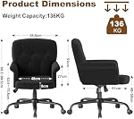 Comfy Home Chaise bureau, chaise de vanité rembourrée avec roues et bras, hauteur réglable 360° Siège d'ordinateur pivotant pour le salon, chambre, maquillage, en peluche, noir