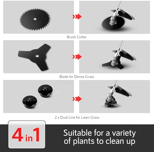 Homdox 58cc 2-Cycle Gas Weed Eater, 4 in 1 Gas Brush Cutter,Gas String Trimmer and Gas Weed Wacker Trimmer for Lawn and Garden Care Trimming, Orange - Thumbnail 3