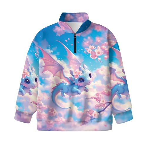 Image of AmzPrint Girls Graphic Quarter Zip Coat Long Sleeve Lightweight Oversized Athletic Running Hoodies For Kids Teen Girls