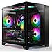Price comparison product image iONZ PC Gaming Case Micro ATX Mid Tower - Dual Chamber Dynamic Series | Airflow Tempered Glass (with 3 x ARGB Fans, Black)