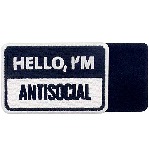 EmbTao Hello I Am Antisocial Tactical Patch Embroidered Morale Applique Fastener Hook & Loop Emblem