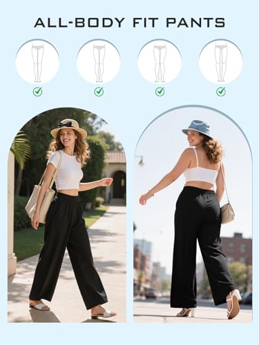 Women's Baggy Wide Leg Pants, High Waisted Breathable Trousers with Pockets, Business Casual Dress Work Pants4