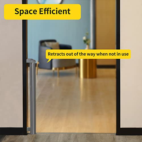 Retractable Baby Gate,Mesh Baby Gate Or Mesh Dog Gate,33" Tall,Extends Up To 55" Wide,Child Safety Gate For Doorways, Stairs, Hallways, Indoor/Outdoor（Grey,33"X55" #TOP3
