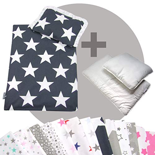 Rawstyle 4 pièces Parure de lit Stars pour poussette + coussin + rembourrage (design 8) Cover
