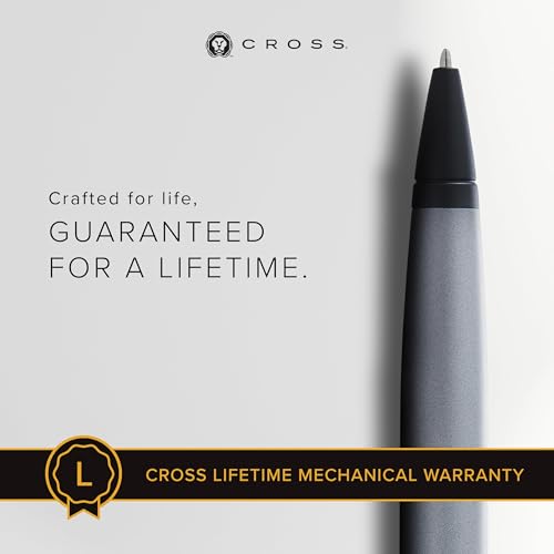 Image of Cross Calais Matte Gray & Black Refillable Ballpoint Pen - Medium Point, Black Ink, Smooth Writing, Presented in a Luxury Gift Box