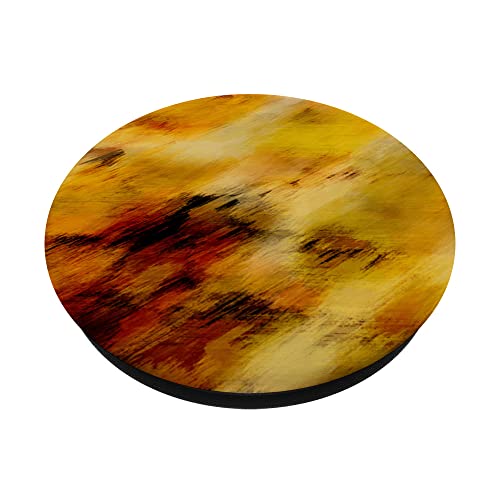 Yellow, orange, and burnt sienna abstract art PopSockets Swappable PopGrip, Black - Image 2