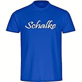 0 multifanshop Kinder T-Shirt - Schalke - Schriftzug - Druck weiß - Kind Größe 176 blau