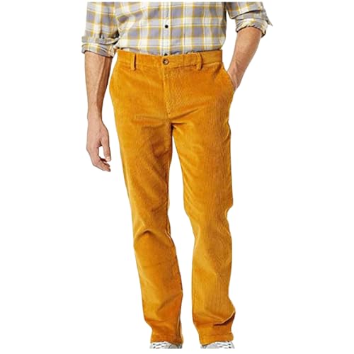 Mens Corduroy Work Cargo Pants Casual Elastic Waist Slim Fit Stretch for Daily and Work Use