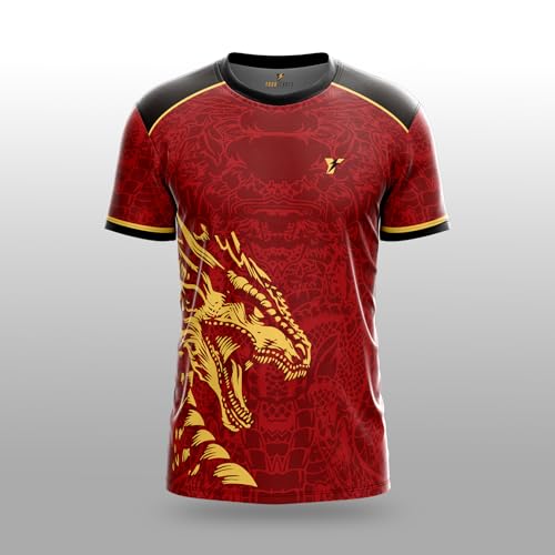 Image of YOURJERSEY Real Dragon Fury Football Jersey | Custom Name & Number | 3 Colors: Red | Black | Green | Sizes 2Y to 4XL | Premium Custom Football & Cricket Jersey | Premium Breathable Fabric