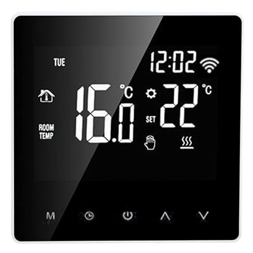 Termostato LCD, ME81H Termostato LCD WIFI Intelligente AC230V Riscaldamento A Pavimento Ad Acqua Boiler A Parete Termostato Elettrico Intelligente Per Tuya Sfondo Bianco Pulsante Bianco 3A