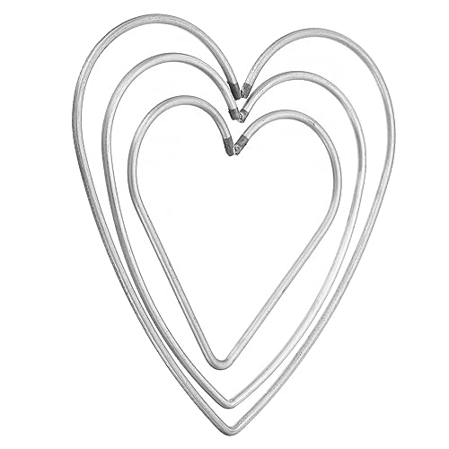 PATIKIL Dream Catcher Rings Set, 3 Sizes Metal Heart Shape Macrame Wreath Floral Ring Hoop for Christmas Decor Home DIY Craft Wedding Wall Hanging Decorations, Silver