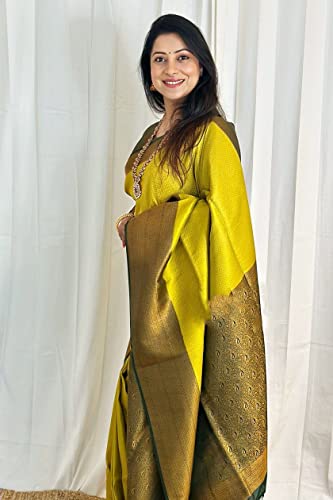 Image of ZECVA Women's Art Lichi Indian Traditional Style Silk Saree With Unstitched Blouse Piece