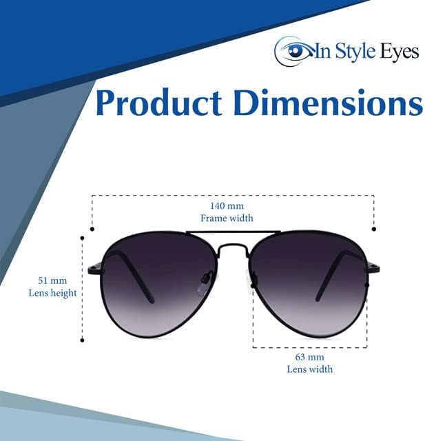 Miniatura 4 de In Style Eyes C Moore - Lentes de sol de lectura completa, lentes de sol de aviador no bifocales, marco de metal, lentes no polarizados de color