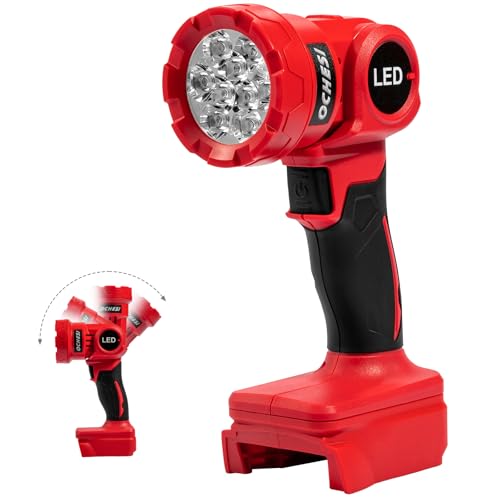 OCHESI Cordless LED Work Light Compatible with Milwaukee 18V Battery 1000LM Handheld Flashlight with Two Levels and 140 Degree Rotating Wide-Angle Lighting for Workshop Camping (No Battery)
