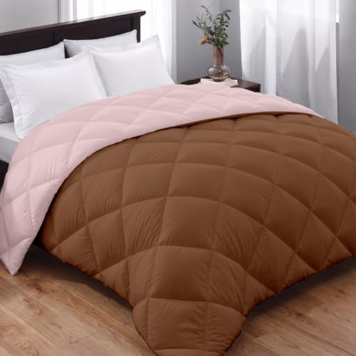 Image of AYKA Reversible Comforter 220 GSM Microfiber Reversible AC Comforter /Blanket for Winter /Quilt /Duvets for Queen Size Single Bed Comforter (60 * 90, Brown & Peach)| TC - 220