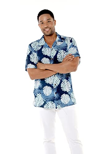 Image of Matchable Couple Hawaiian Shirt or Dress Signature Prints Pacific Palm | Sold Individually; Matchable Couple Collection; Soft Comfortable Fabric; Signature Tropical Prints; Vacation Ready