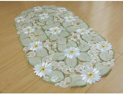 Amazon 刺繍 カットワークレース テーブルセンター 約40cmx75cm Ov グリーン インテリアショップ アーナ テーブルランナー