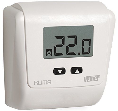 VEMER VE730800 KLIMA LCD - Termostato Calefacción Digital de Pared, Alimentación 230V, Blanco