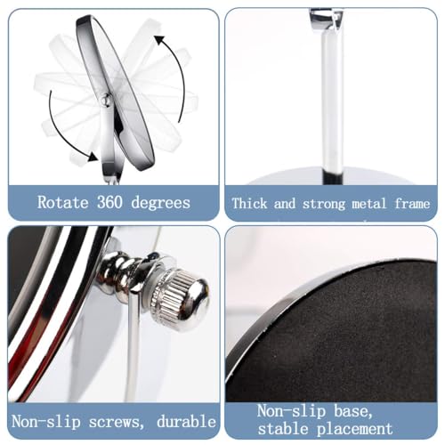 Foto von ANGNYA Kosmetikspiegel Tischspiegel mit doppelseitig 360° Schminkspiegel mit 1-/ 3 Facher Vergrößerung Schminkspiegel Rasierspiegel für Badezimmer Zuhause