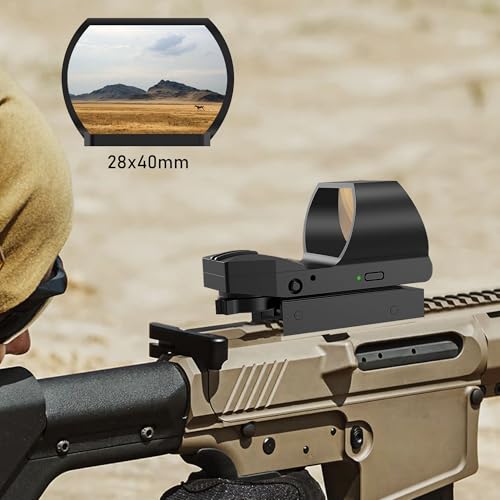 UUQ Rechargeable Reflex Sight,1x28x40mm Red Dot Optic with Charging Port,Multiple reticles,Compatible with Picatinny Rails,Supports Co-Witness