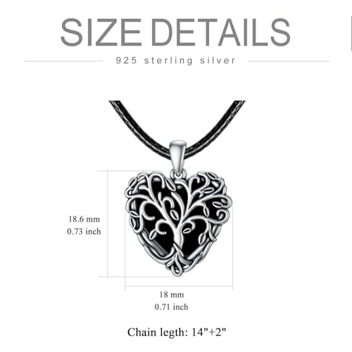 AOBOCO Leather Choker Necklace for Women 925 Sterling Silver Pendant with Crystal from Austria 16''4