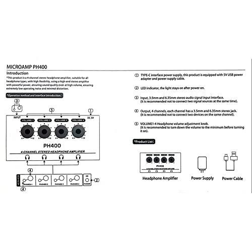 Amplificateur de sortie écouteur splitter 4 canaux stéréo DC 5V - 7