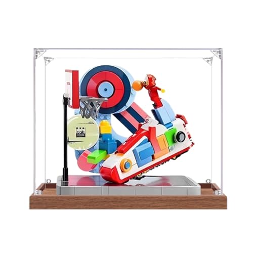 Transparente Acryl-Display-Gase für Le-go 43021 Sportschuh-Modell, transparente Box, Aufbewahrungsbox, Display-Box, kompatibel mit 43021-Modell (nur Vitrine) (Holzmaserung, 3 mm)