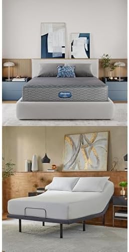 Beautyrest Days End Medium Firm 12" Hybrid Full Mattress Bundle baselogic Level 3 Full Adjustable Base Bed Frame - Cooling, Supportive, & Pressure Relieving, Head & Foot Adjustability