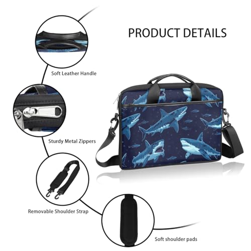 Laptop Shoulder Bag Shark Decor Design Tablet Computer Notebook Sleeve Messenger Bags Carrying Case with Strap Briefcase Tote for 14 15 in Laptops4
