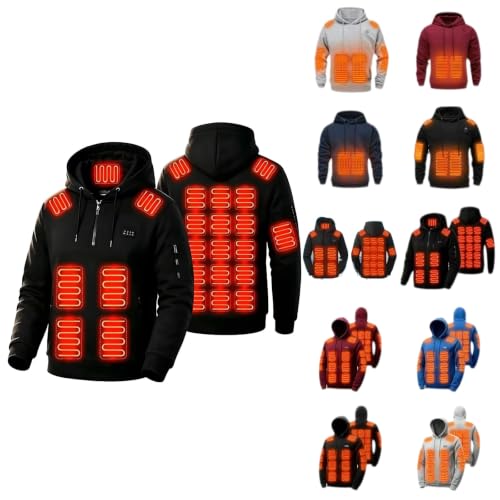 XINGJIAARTS Heated Hoodie for Men Women Unisex Zip Up Warm Rechargeable Heating Sweatshirt USB Electric Winter No Battery - image 1